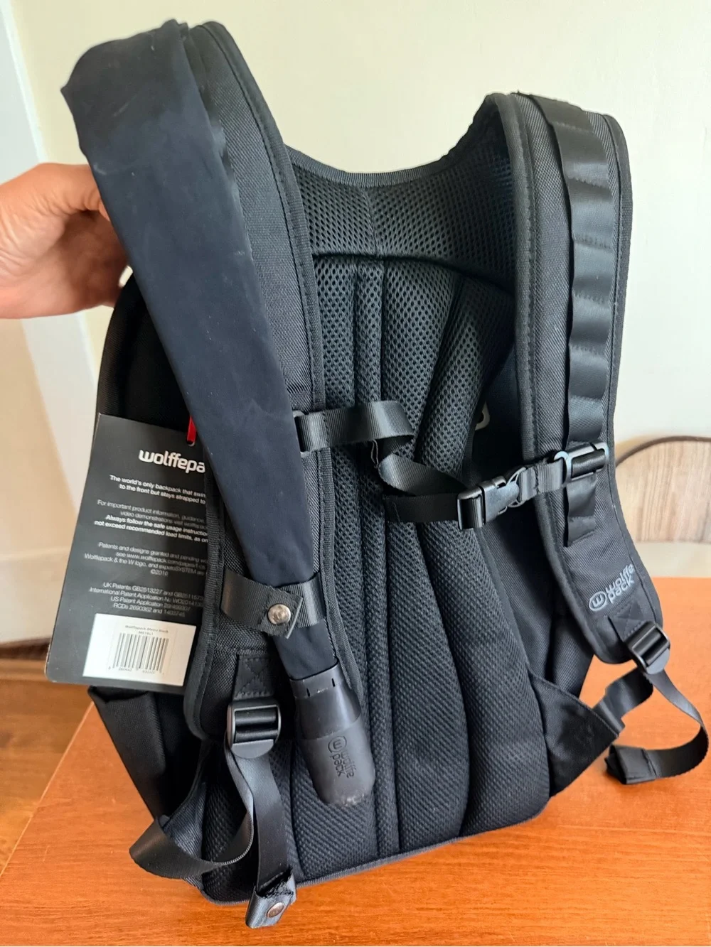 Wolffe Pack Men's Black Backpack with Red Interior Panel
